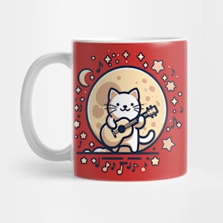 Cool and Cute Cat Playing Guitar under the Moon Mug